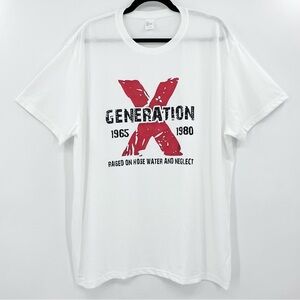 NEW White Cotton GENERATION X Graphic Crew Neck Tee Mens / Unisex Size XL